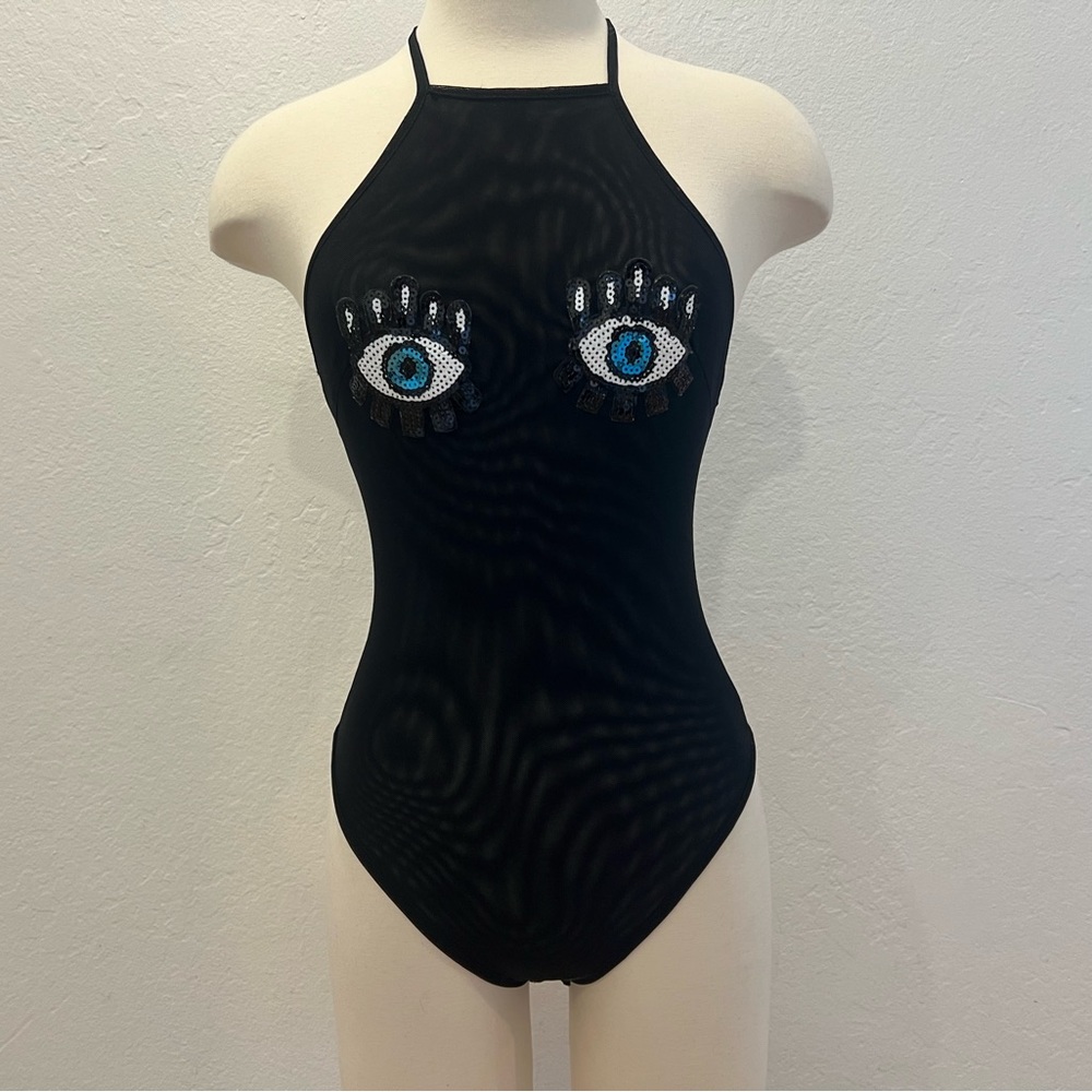 Call Me Eden Mesh Sequin Eyes Bodysuit XS